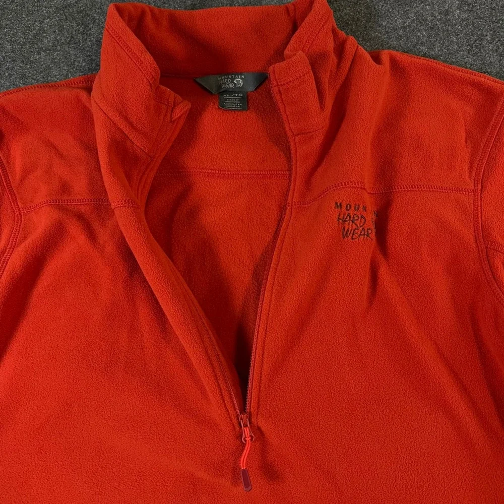 Mountain Hardwear Mens XL Red 1/4 Zip Fleece Pullover Mock Neck Hiking Sweater